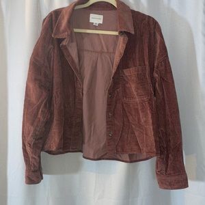 WORN ONCE: American Eagle mauve, corduroy, cropped shacket